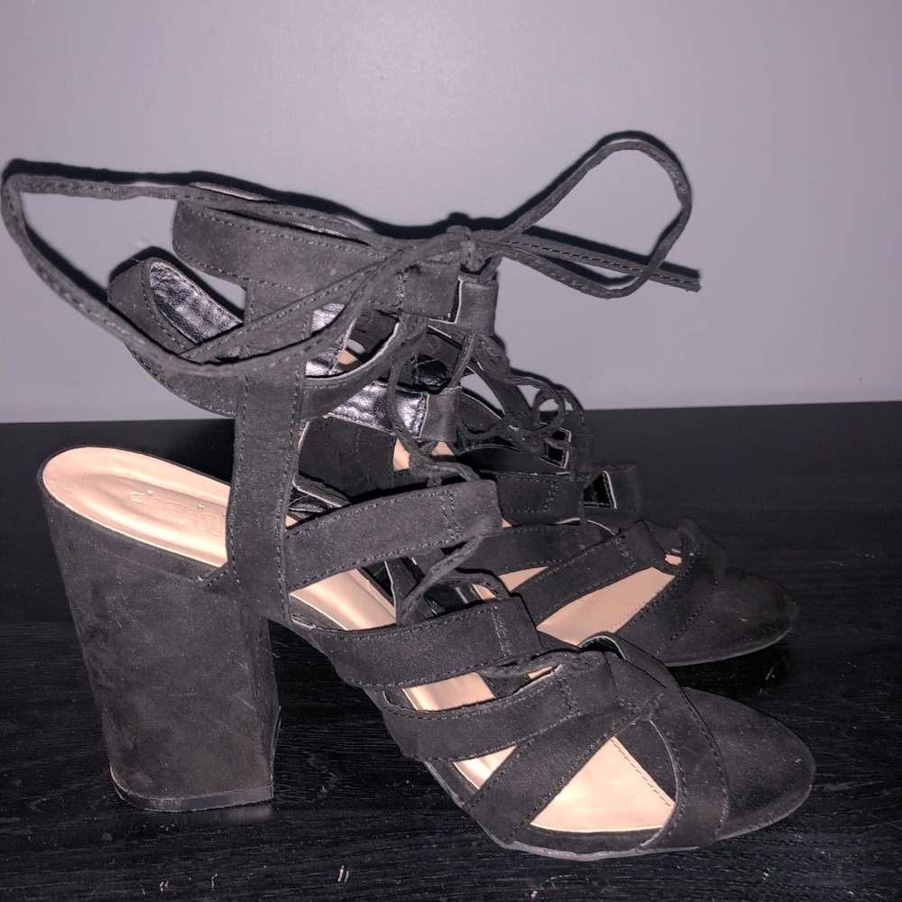 Tie up block heels